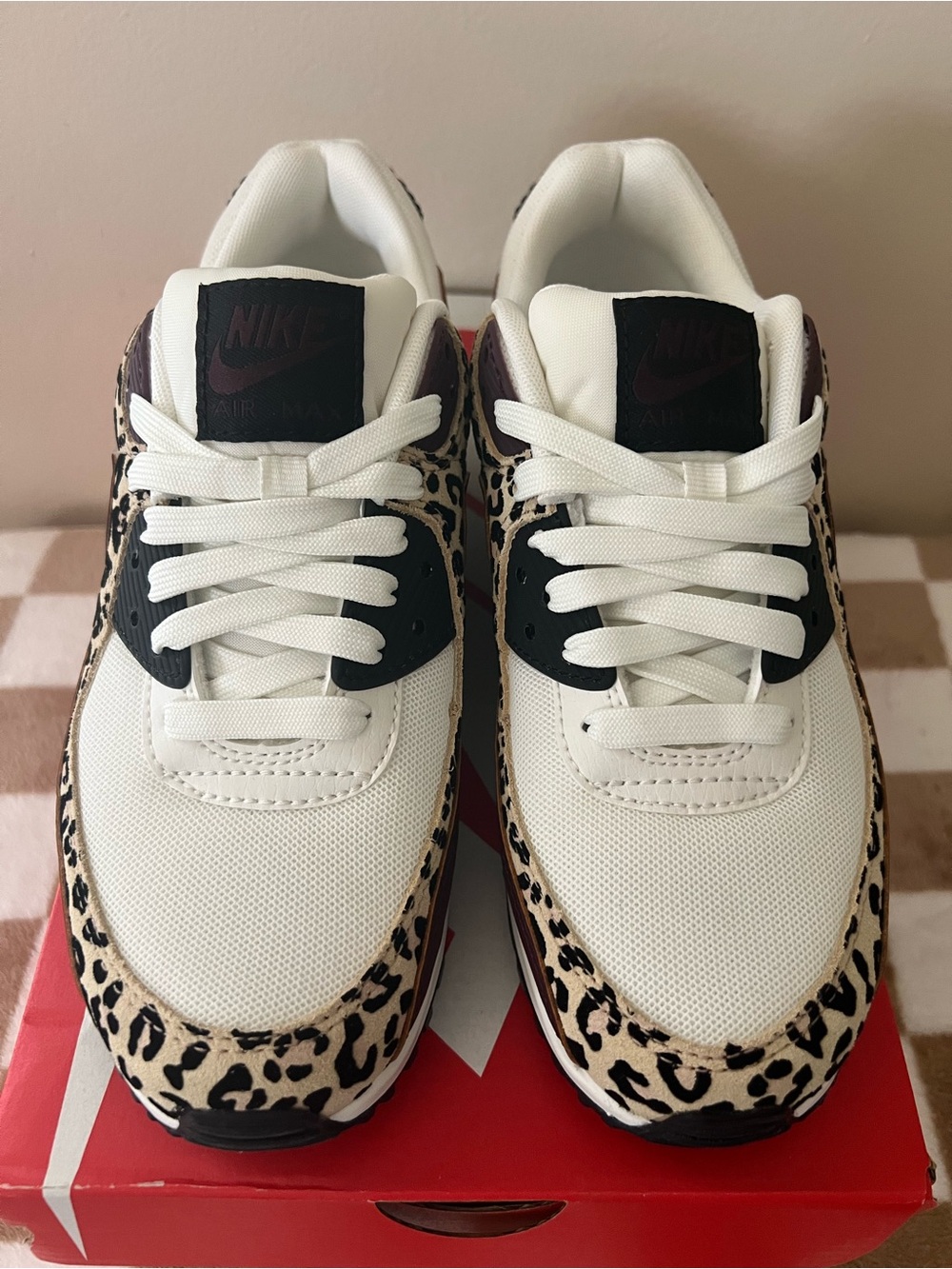 Nike Air Max 90 SE Sneakers Burgundy/Leopard IF1619 102 Women’s Sz 7.5 BNIB - Picture 9 of 16